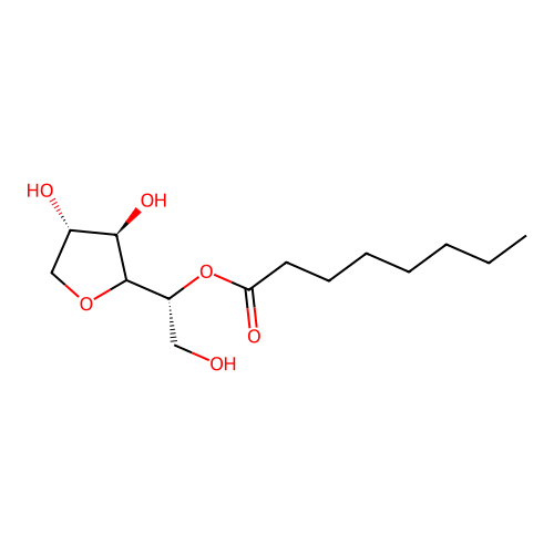 [(1R)-1-[(3R,4S)-3,4-dihydroxyoxolan-2-yl]-2-hydroxyethyl] octanoate structure