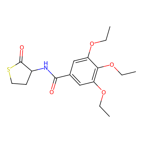 3,4,5-triethoxy-N-(2-oxothiolan-3-yl)benzamide structure