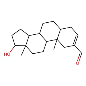 17beta-Hydroxy-5alpha-androst-2-ene-2-carboxaldehyde structure