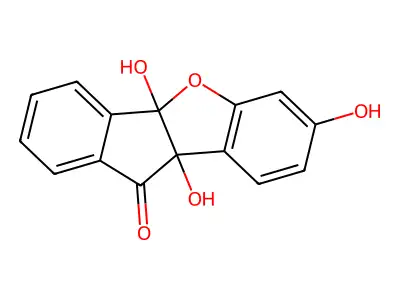 4b,9b-Dihydro-4b,7,9b-trihydroxy-10H-benz[b]indeno[2,1-d]furan-10-one structure