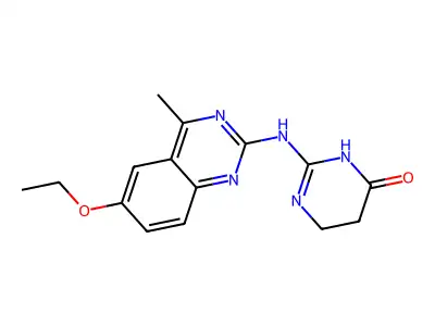 2-[(6-ethoxy-4-methylquinazolin-2-yl)amino]-4,5-dihydro-1H-pyrimidin-6-one structure