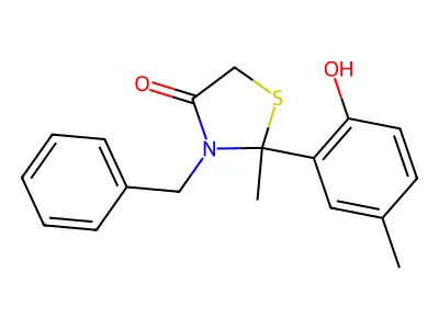 4-Thiazolidinone, 2-(2-hydroxy-5-methylphenyl)-2-methyl-3-(phenylmethyl)- structure