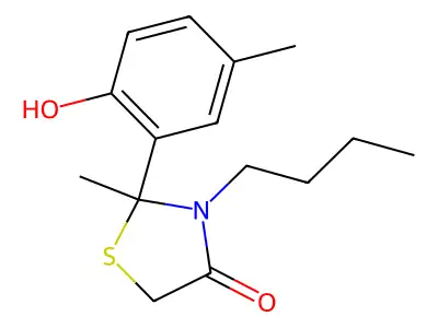 3-Butyl-2-(2-hydroxy-5-methylphenyl)-2-methyl-1,3-thiazolidin-4-one structure