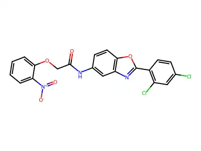 N-[2-(2,4-dichlorophenyl)-1,3-benzoxazol-5-yl]-2-(2-nitrophenoxy)acetamide structure