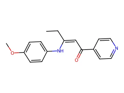 (Z)-3-(4-methoxyanilino)-1-pyridin-4-ylpent-2-en-1-one structure