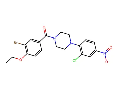 (3-bromo-4-ethoxyphenyl)[4-(2-chloro-4-nitrophenyl)piperazin-1-yl]methanone structure