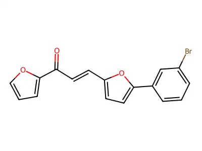 (E)-3-(5-(3-bromophenyl)furan-2-yl)-1-(furan-2-yl)prop-2-en-1-one structure