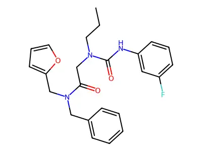 N-Benzyl-N~2~-[(3-fluorophenyl)carbamoyl]-N-[(furan-2-yl)methyl]-N~2~-propylglycinamide structure