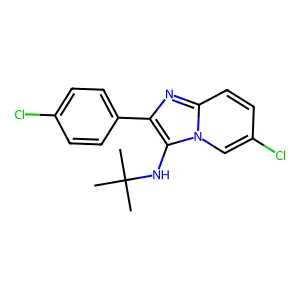 N-tert-butyl-6-chloro-2-(4-chlorophenyl)imidazo[1,2-a]pyridin-3-amine structure
