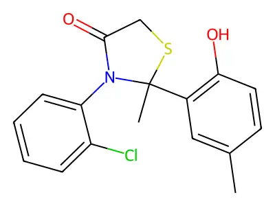 4-Thiazolidinone, 3-(2-chlorophenyl)-2-(2-hydroxy-5-methylphenyl)-2-methyl- structure