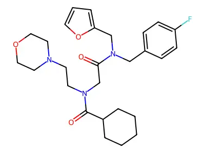 N-(2-{[(4-Fluorophenyl)methyl][(furan-2-yl)methyl]amino}-2-oxoethyl)-N-[2-(morpholin-4-yl)ethyl]cyclohexanecarboxamide structure