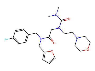 N~2~-(Dimethylcarbamoyl)-N-[(4-fluorophenyl)methyl]-N-[(furan-2-yl)methyl]-N~2~-[2-(morpholin-4-yl)ethyl]glycinamide structure
