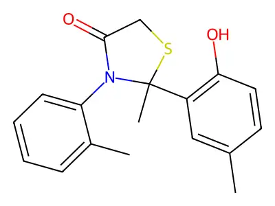 2-(2-Hydroxy-5-methylphenyl)-2-methyl-3-(2-methylphenyl)-1,3-thiazolidin-4-one structure