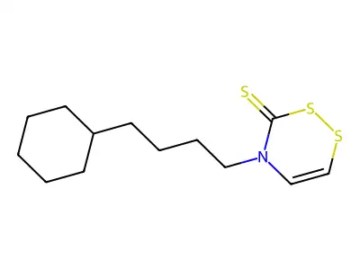 1,2,4-Dithiazine-3(4H)-thione, 5,6-dihydro-4-(cyclohexylbutyl)- structure