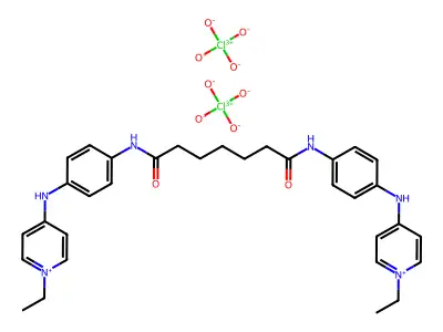 Pyridinium, 4,4'-(pimeloylbis(imino-p-phenyleneimino))bis(1-ethyl-, diperchlorate structure