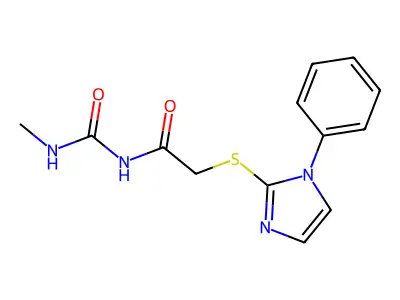 Acetamide, N-((methylamino)carbonyl)-2-((1-phenyl-1H-imidazol-2-yl)thio)- structure