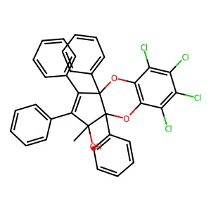 5,6,7,8-tetrachloro-3-methyl-1,2,3a,9a-tetraphenylcyclopenta[b][1,4]benzodioxin-3-ol structure