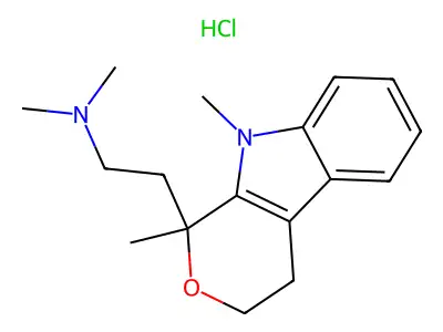 1-(2-Dimethylaminoethyl)-1,9-dimethyl-1,3,4,9-tetrahydropyrano(3,4-b)indole hydrochloride structure