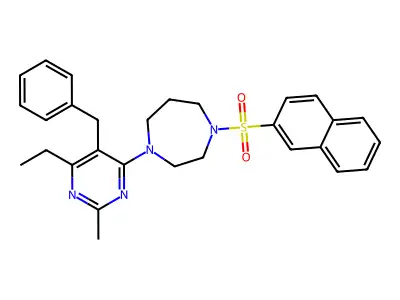 1-(5-benzyl-6-ethyl-2-methylpyrimidin-4-yl)-4-naphthalen-2-ylsulfonyl-1,4-diazepane structure