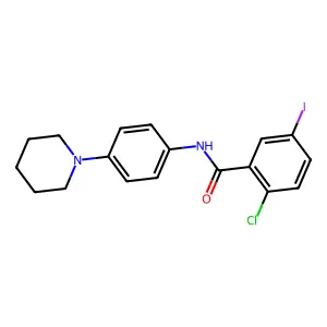 2-chloro-5-iodo-N-(4-piperidin-1-ylphenyl)benzamide structure