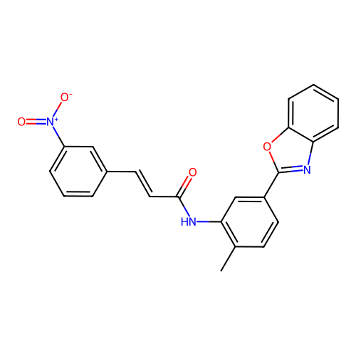 N-[5-(1,3-benzoxazol-2-yl)-2-methylphenyl]-3-(3-nitrophenyl)acrylamide structure