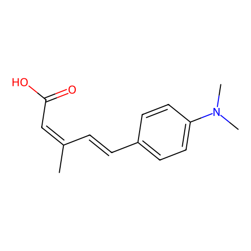 (2Z,4E)-5-(4-(dimethylamino)phenyl)-3-methylpenta-2,4-dienoic acid structure