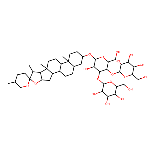 Spirostan-3-yl hexopyranosyl-(1->3)-[hexopyranosyl-(1->4)]hexopyranoside structure