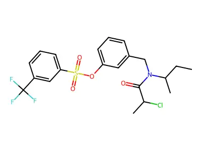 [3-[[butan-2-yl(2-chloropropanoyl)amino]methyl]phenyl] 3-(trifluoromethyl)benzenesulfonate structure