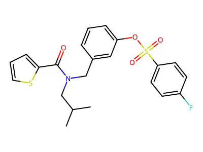 [3-[[2-methylpropyl(thiophene-2-carbonyl)amino]methyl]phenyl] 4-fluorobenzenesulfonate structure