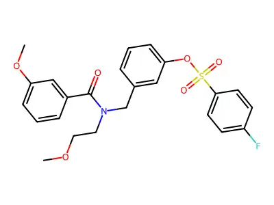 3-{[(3-Methoxybenzoyl)(2-methoxyethyl)amino]methyl}phenyl 4-fluorobenzene-1-sulfonate structure