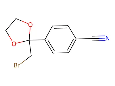 4-[2-(Bromomethyl)-1,3-dioxolan-2-yl]benzonitrile structure