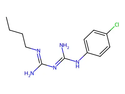 2-(N-butylcarbamimidoyl)-1-(4-chlorophenyl)guanidine structure