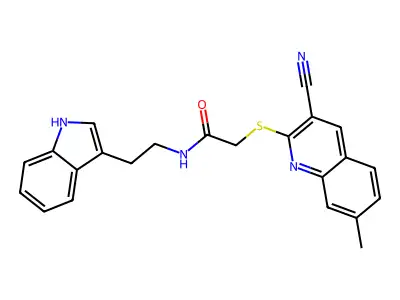 2-[(3-Cyano-7-methyl-2-quinolinyl)sulfanyl]-N-[2-(1H-indol-3-yl)ethyl]acetamide structure