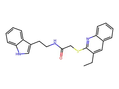 2-[(3-Ethyl-2-quinolinyl)sulfanyl]-N-[2-(1H-indol-3-yl)ethyl]acetamide structure