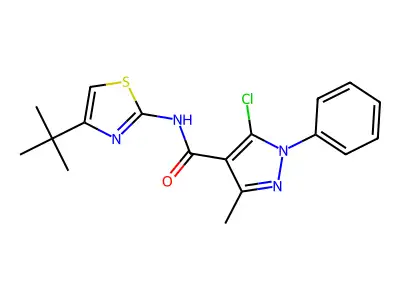 N-(4-tert-butyl-1,3-thiazol-2-yl)-5-chloro-3-methyl-1-phenylpyrazole-4-carboxamide structure