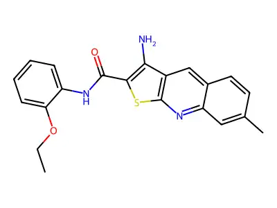 3-amino-N-(2-ethoxyphenyl)-7-methylthieno[2,3-b]quinoline-2-carboxamide structure