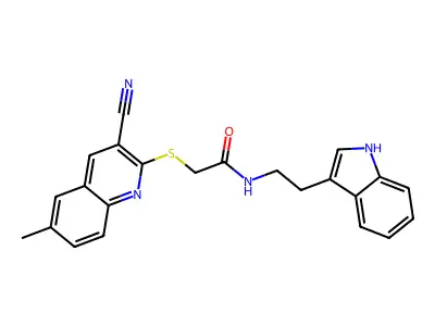 2-[(3-Cyano-6-methyl-2-quinolinyl)sulfanyl]-N-[2-(1H-indol-3-yl)ethyl]acetamide structure