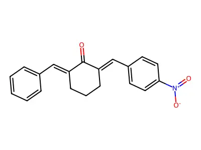 (2E,6E)-2-benzylidene-6-(4-nitrobenzylidene)cyclohexanone structure