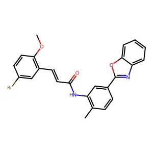N-[5-(1,3-benzoxazol-2-yl)-2-methylphenyl]-3-(5-bromo-2-methoxyphenyl)acrylamide structure