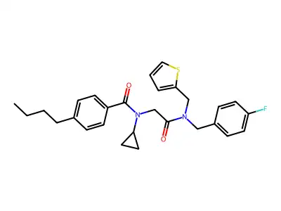 4-Butyl-N-cyclopropyl-N-(2-{[(4-fluorophenyl)methyl][(thiophen-2-yl)methyl]amino}-2-oxoethyl)benzamide structure