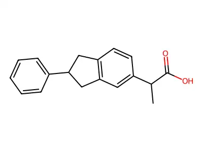 2-(2-Phenyl-2,3-dihydro-1H-inden-5-yl)propanoic acid structure