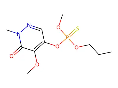 Phosphorothioic acid, O-(1,6-dihydro-5-methoxy-1-methyl-6-oxo-4-pyridazinyl) O-methyl O-propyl ester structure