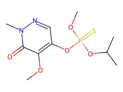 Phosphorothioic acid, O-(1,6-dihydro-5-methoxy-1-methyl-6-oxo-4-pyridazinyl) O-methyl O-(1-methylethyl) ester structure