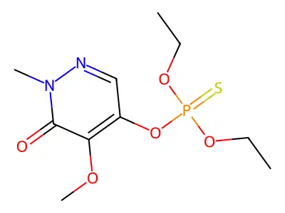 Phosphorothioic acid, O-(1,6-dihydro-5-methoxy-1-methyl-6-oxo-4-pyridazinyl) O,O-diethyl ester structure