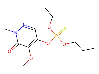 Phosphorothioic acid, O-(1,6-dihydro-5-methoxy-1-methyl-6-oxo-4-pyridazinyl) O-ethyl O-propyl ester structure