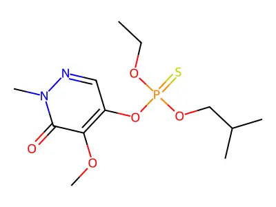Phosphorothioic acid, O-(1,6-dihydro-5-methoxy-1-methyl-6-oxo-4-pyridazinyl) O-ethylO-(2-methylpropyl) ester structure