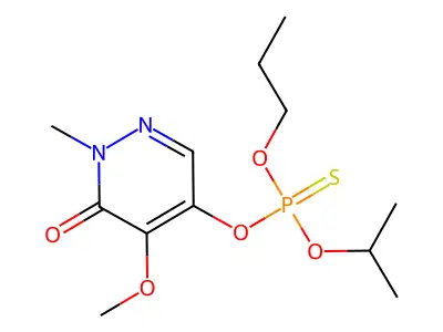 Phosphorothioic acid, O-(1,6-dihydro-5-methoxy-1-methyl-6-oxo-4-pyridazinyl) O-(1-methylethyl) O-propyl ester structure