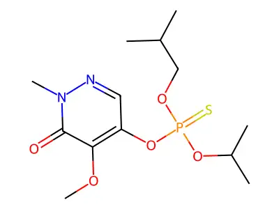 Phosphorothioic acid, O-(1,6-dihydro-5-methoxy-1-methyl-6-oxo-4-pyridazinyl) O-(1-methylethyl) O-(2-methylpropyl) ester structure