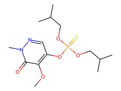 Phosphorothioic acid, O,O-bis(2-methylpropyl) O-(1,6-dihydro-5-methoxy-1-methyl-6-oxo-4-pyridazinyl) ester structure