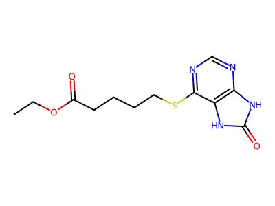 ethyl 5-[(8-hydroxy-9H-purin-6-yl)thio]pentanoate structure